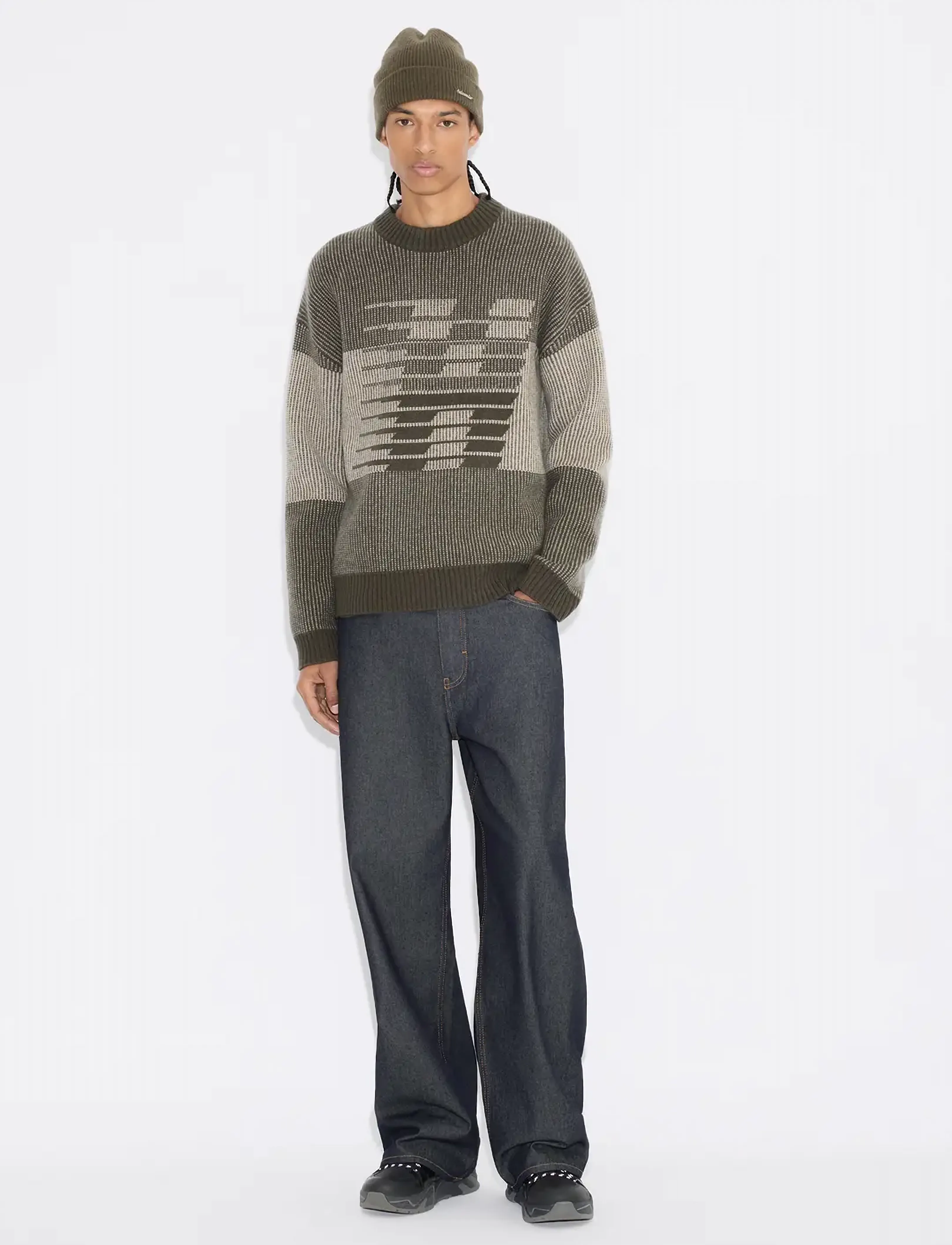 HOLZWEILER - Ski Logo Crewneck Sweater - Ümara kaelusega - dk. green mix - 2