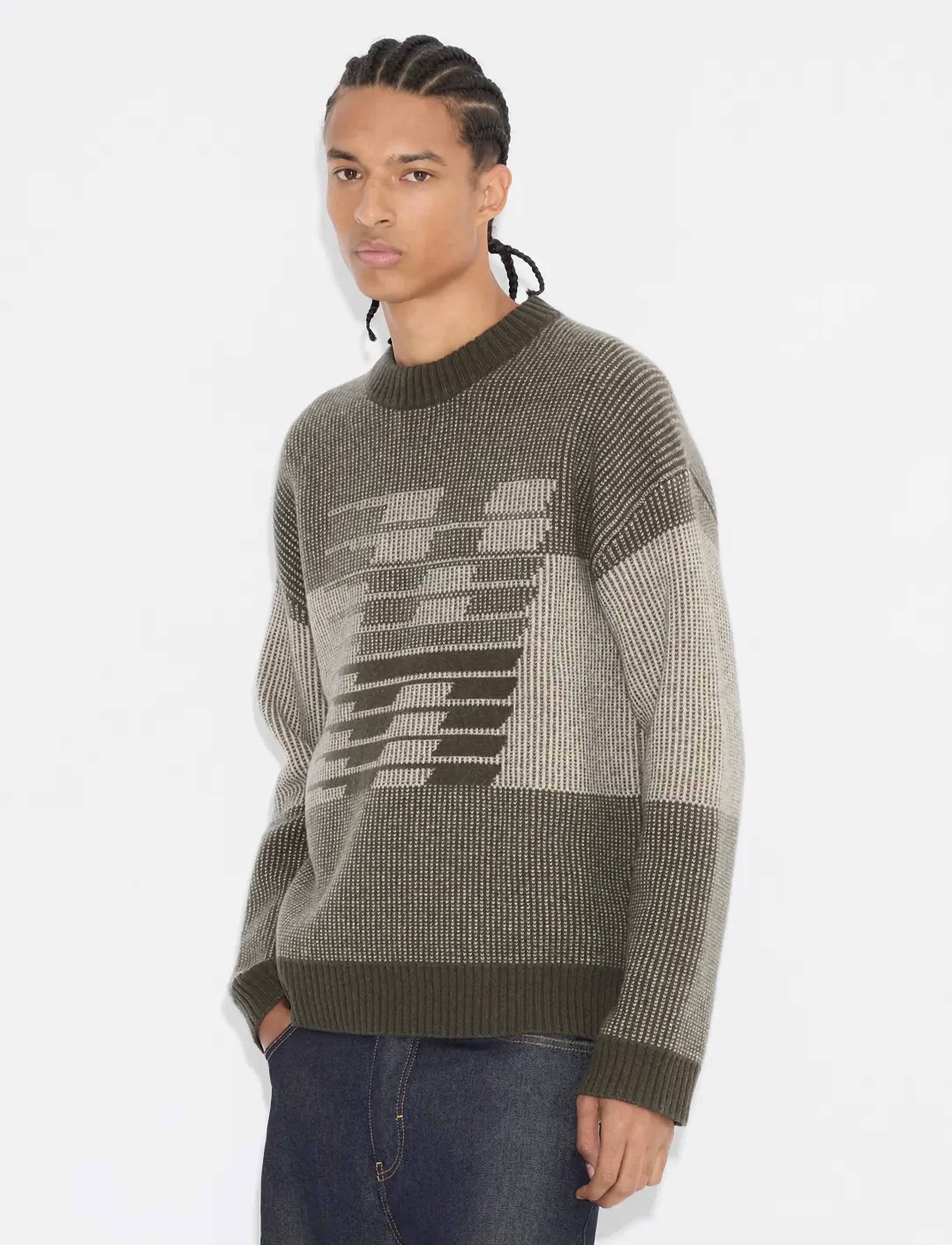 HOLZWEILER - Ski Logo Crewneck Sweater - Ümara kaelusega - dk. green mix - 3