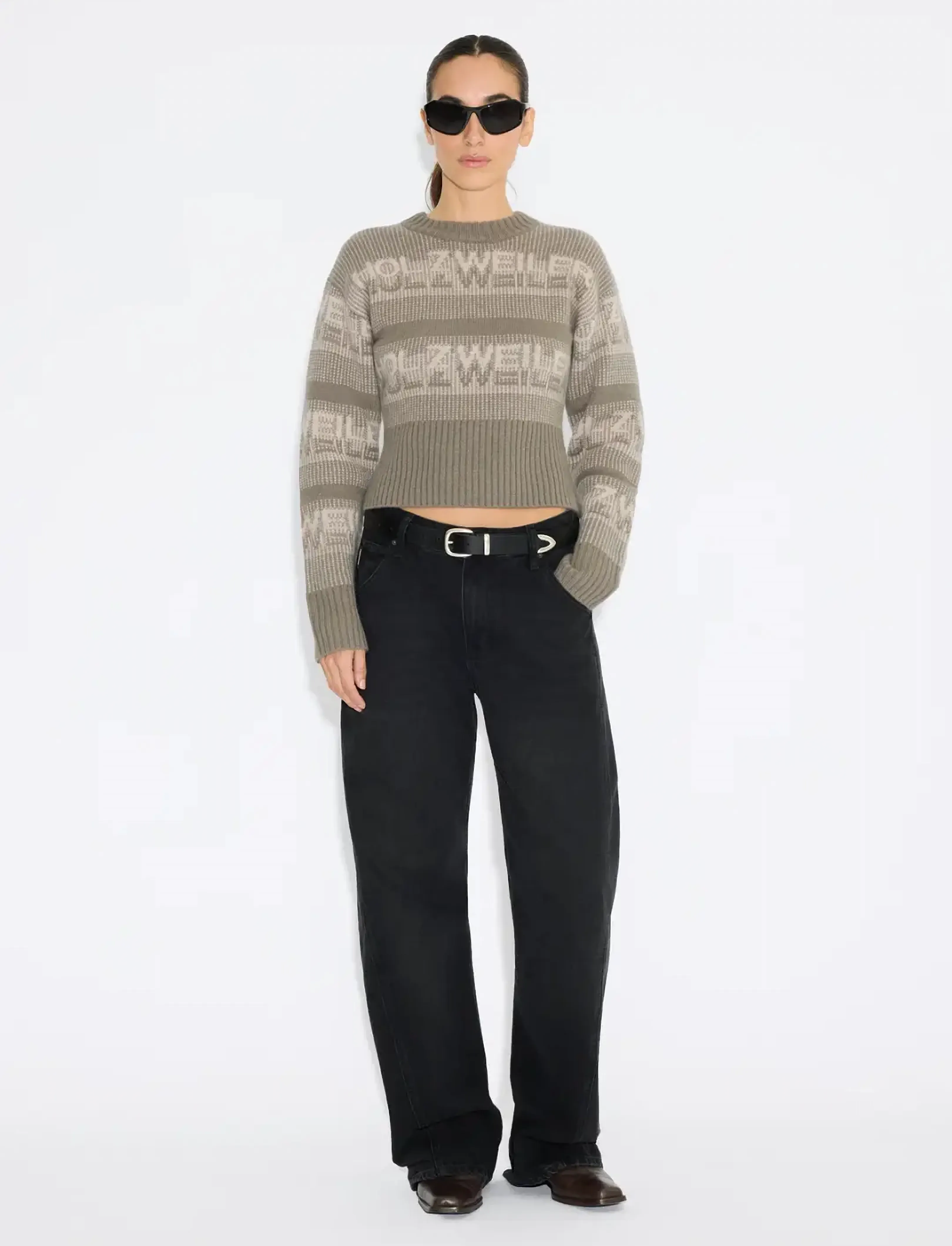 HOLZWEILER - Ski Cropped Crewneck - khaki mix - 0