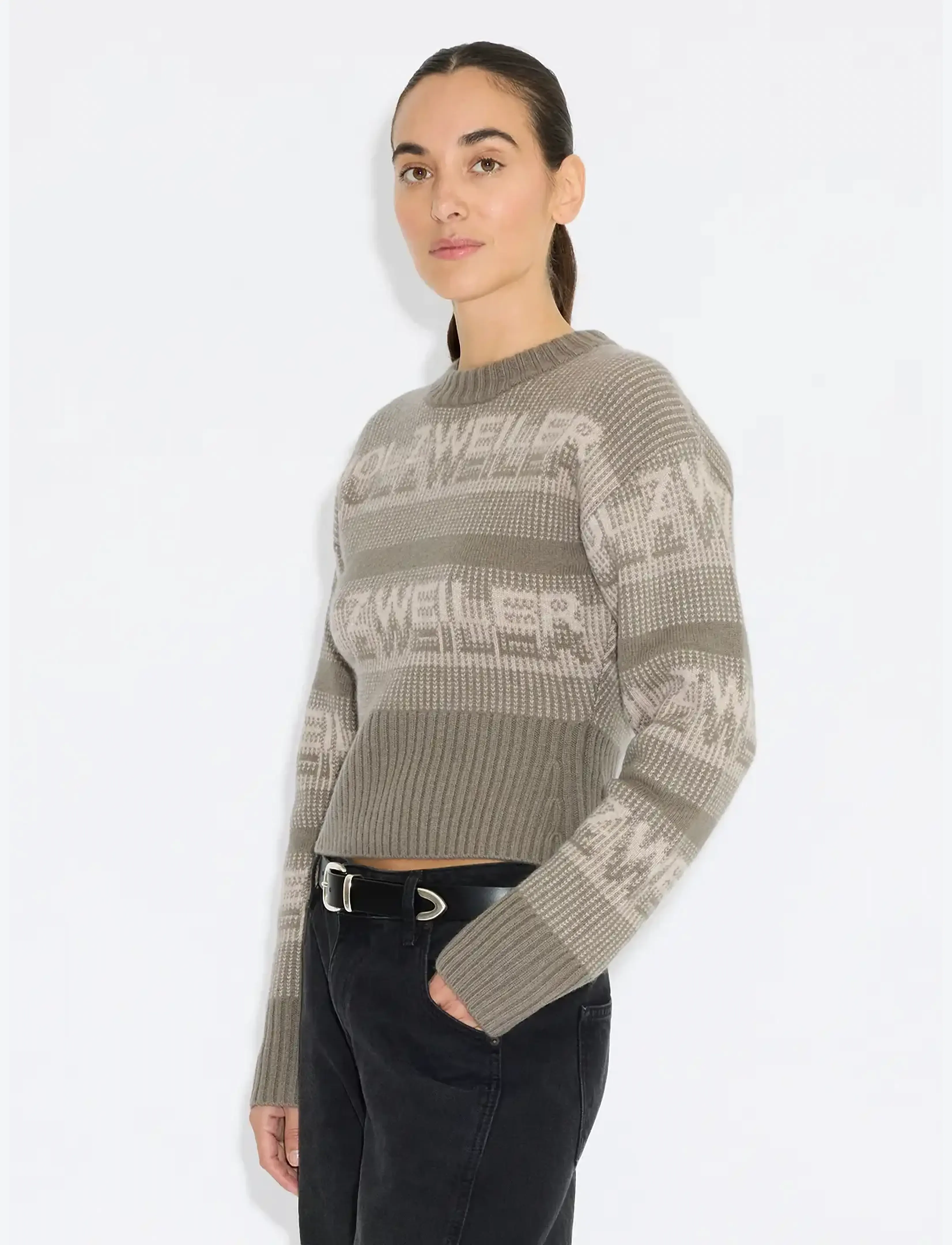 HOLZWEILER - Ski Cropped Crewneck - khaki mix - 3