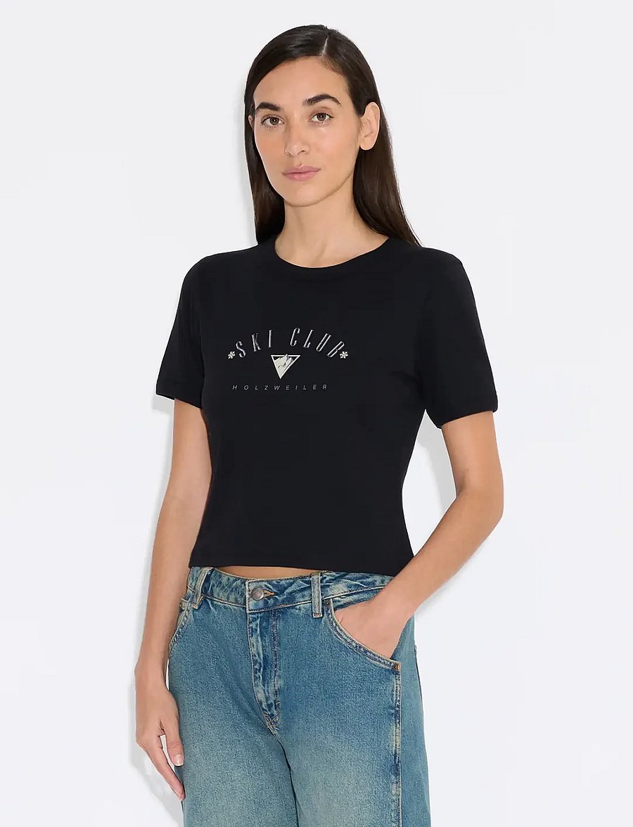 HOLZWEILER - Chloe Cropped Tee - crop tops - black - 0