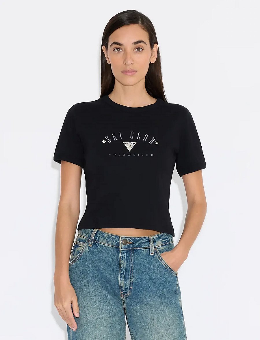 HOLZWEILER - Chloe Cropped Tee - crop tops - black - 4