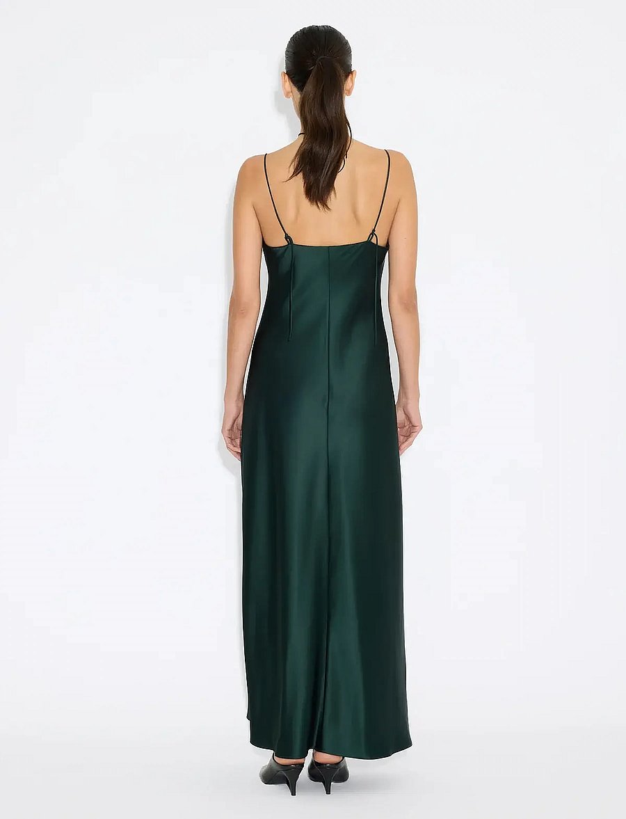 HOLZWEILER - Robyn Midi Dress - slip dresses - dk green (scarab) - 4