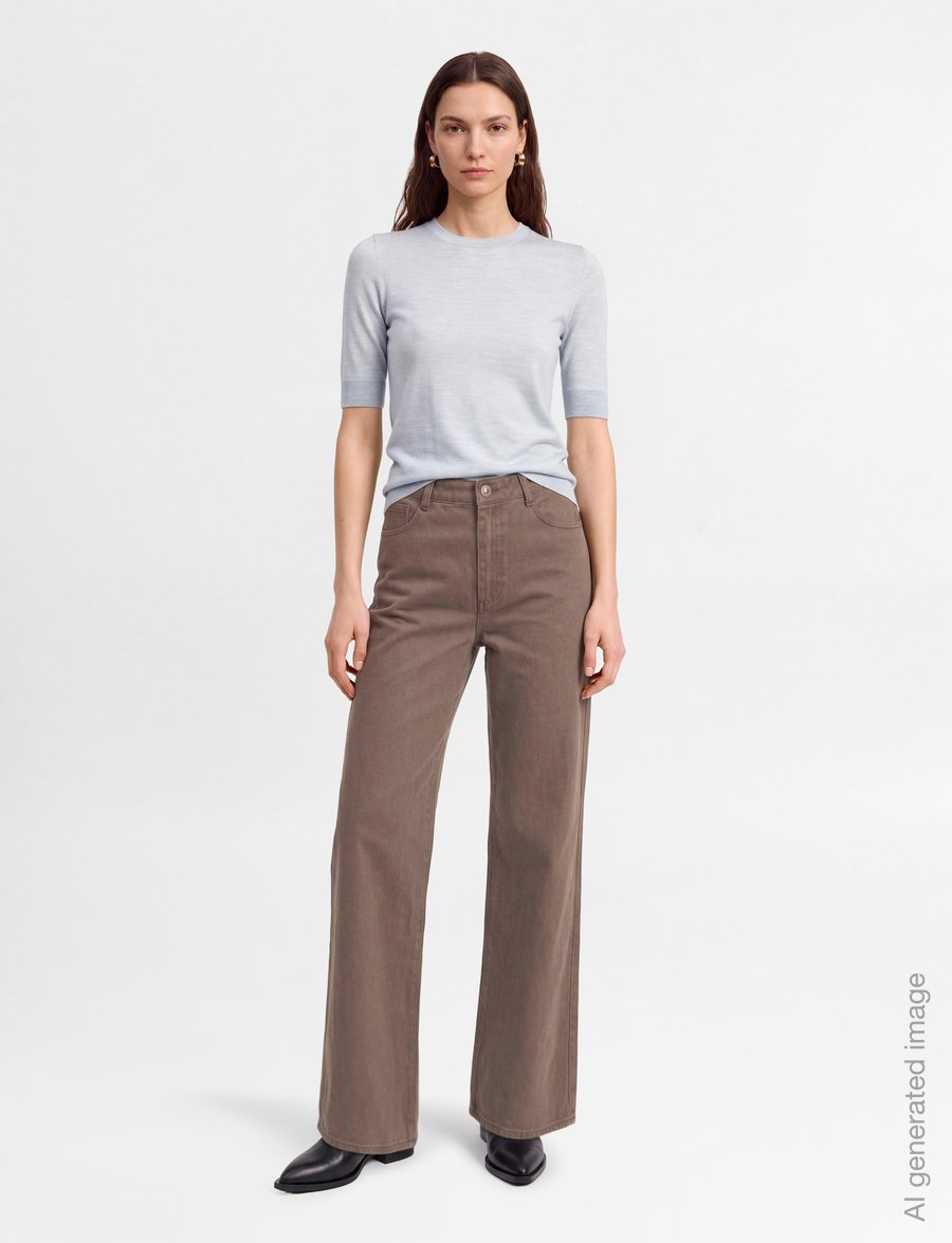 HOLZWEILER - Ann Wide Trousers - laia säärega püksid - brown - 0