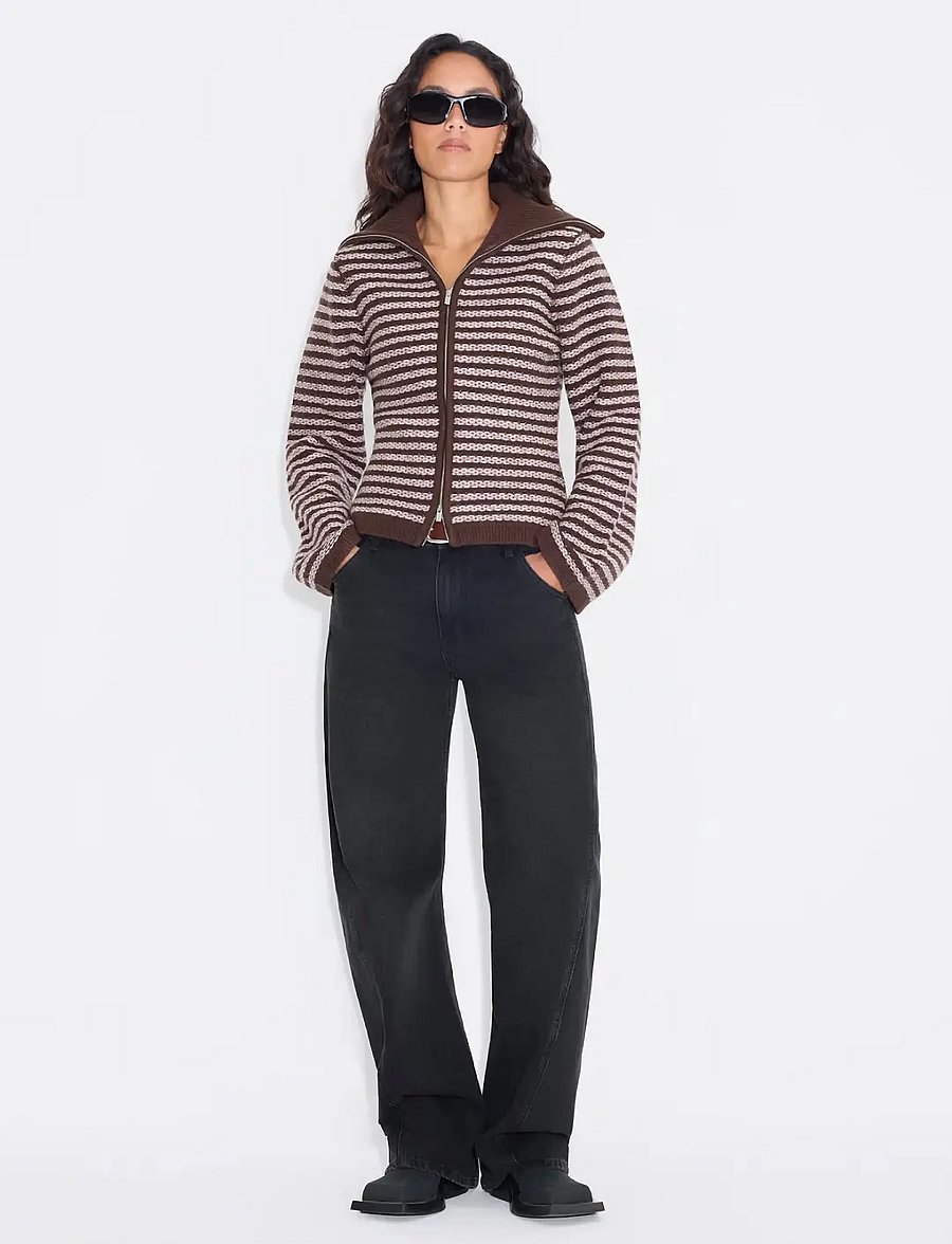HOLZWEILER - Lilla Stripe Cardigan - cardigans - brown mix - 0