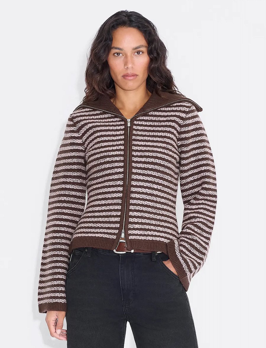 HOLZWEILER - Lilla Stripe Cardigan - cardigans - brown mix - 2