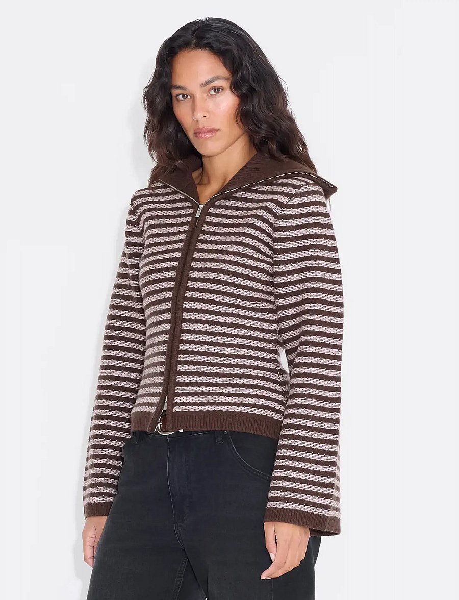 HOLZWEILER - Lilla Stripe Cardigan - cardigans - brown mix - 3