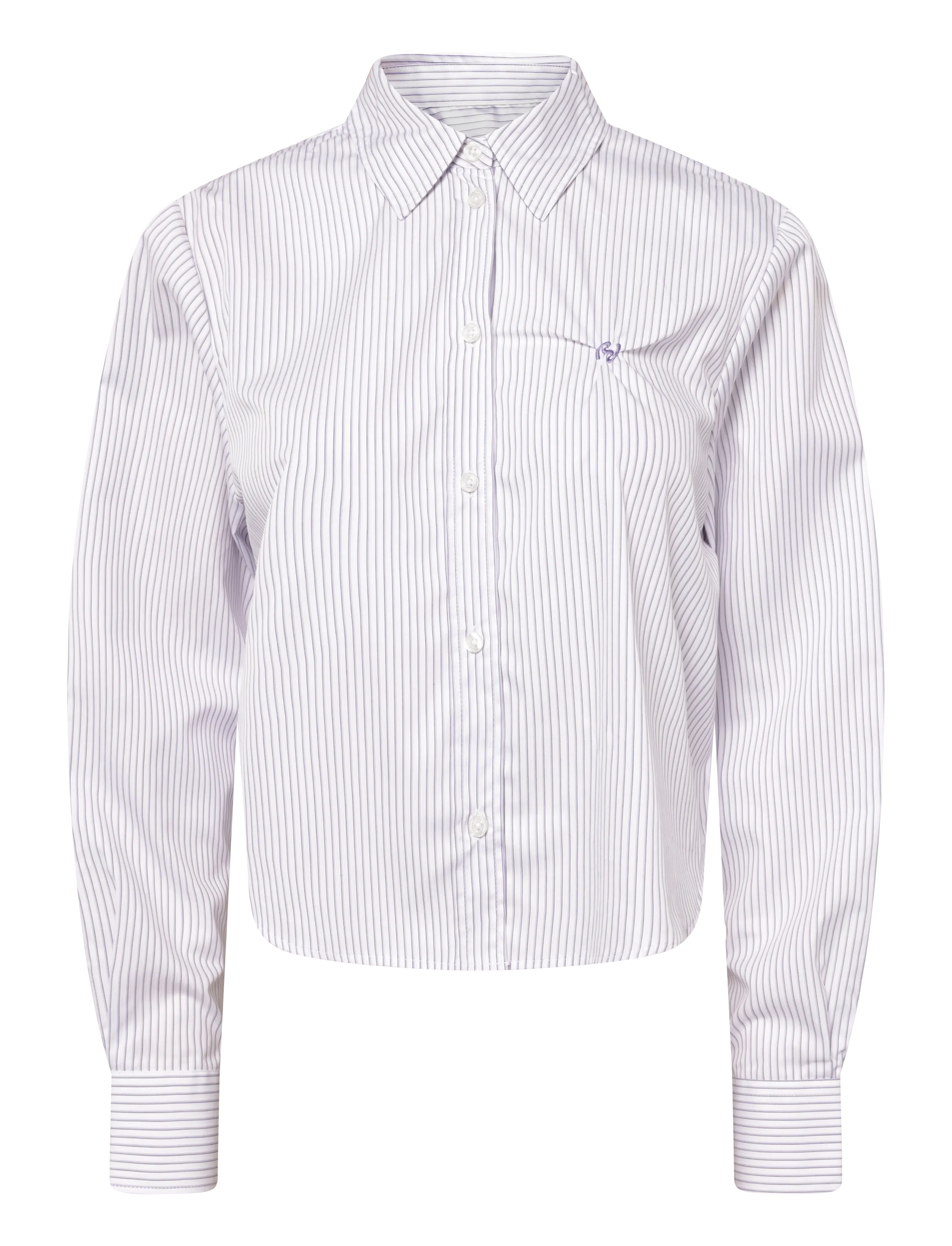 HOLZWEILER Lisa Cropped Shirt - Blusen & Hemden - PURPLE MIX / white