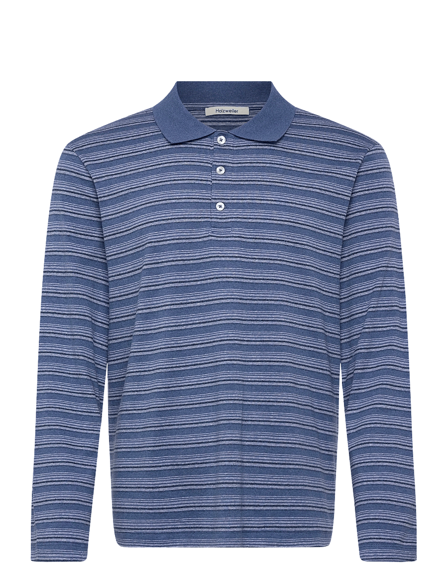 HOLZWEILER - Sonny LS Polo - langærmede poloer - blue stripe - 1