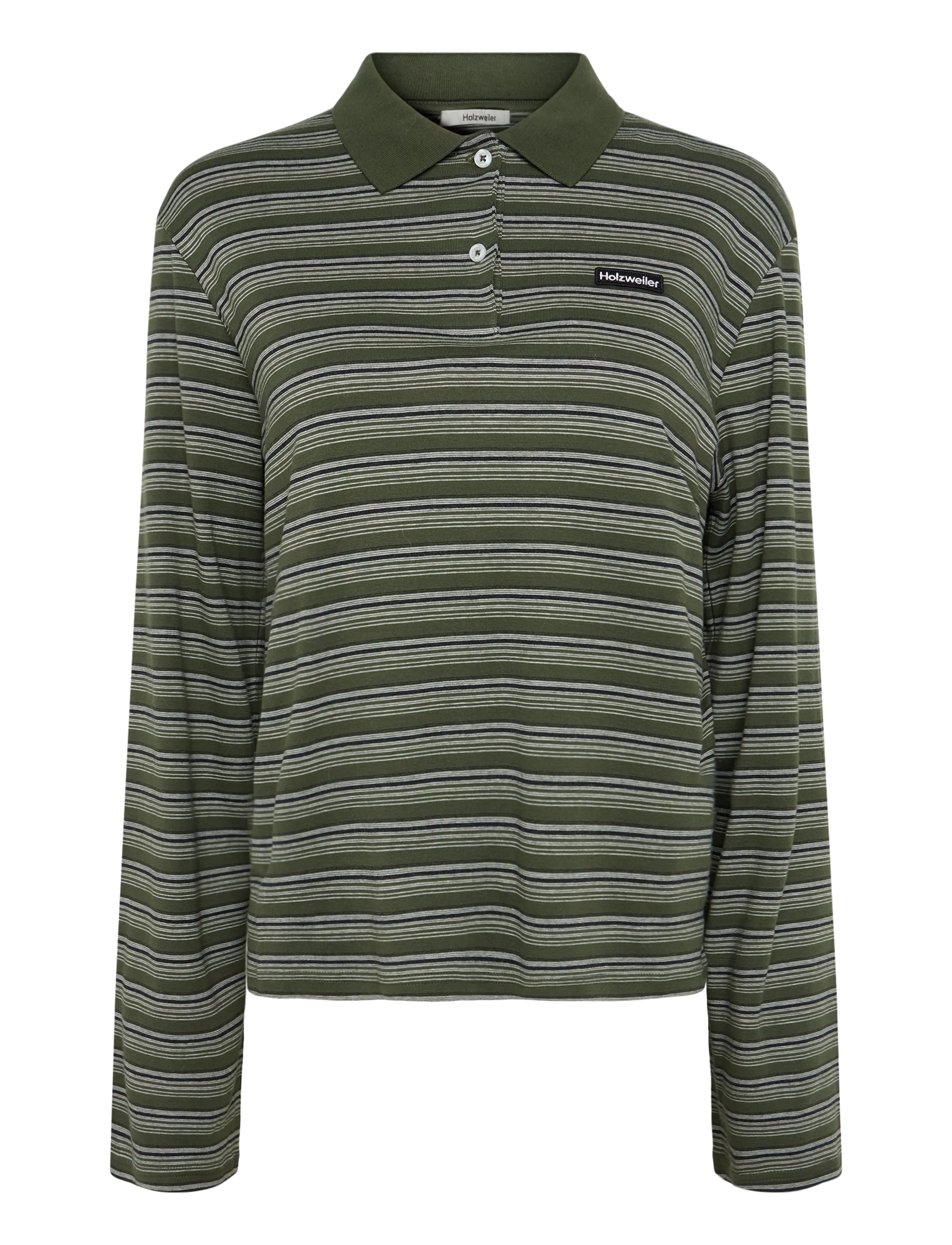 HOLZWEILER Sunny Polo - Langärmlige Tops - GREEN STRIPE / green