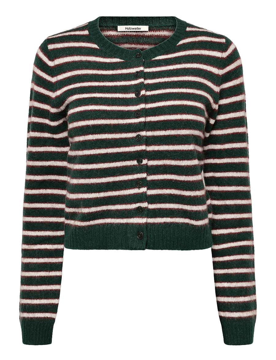 HOLZWEILER - Mia Stripe Cardigan - cardigans - green stripe - 0