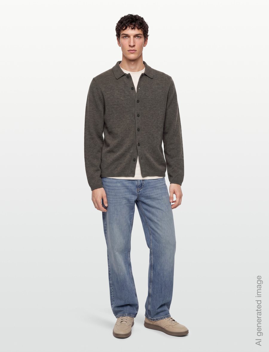 HOLZWEILER - Isak Knitted Shirt - langärmelige strick-polohemden - taupe - 0