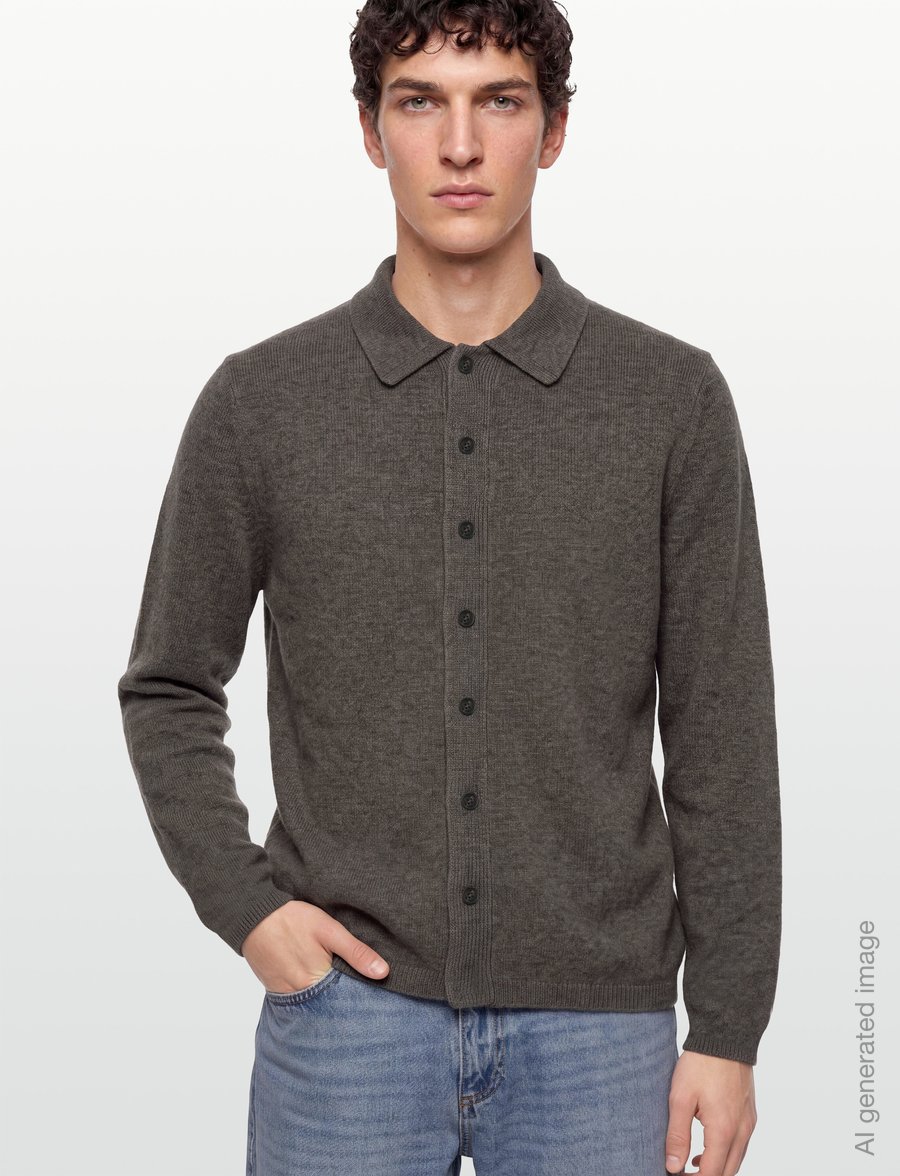 HOLZWEILER - Isak Knitted Shirt - langärmelige strick-polohemden - taupe - 3