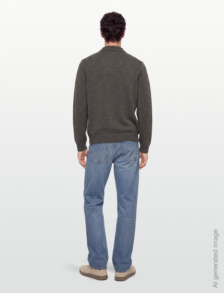 HOLZWEILER - Isak Knitted Shirt - langärmelige strick-polohemden - taupe - 4