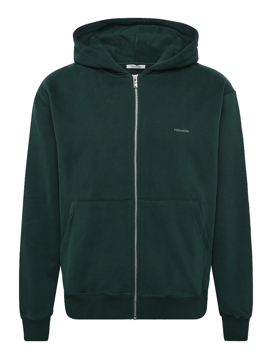 HOLZWEILER - Andrew Zip-Up Hoodie - hoodies - dk green (scarab) - 0