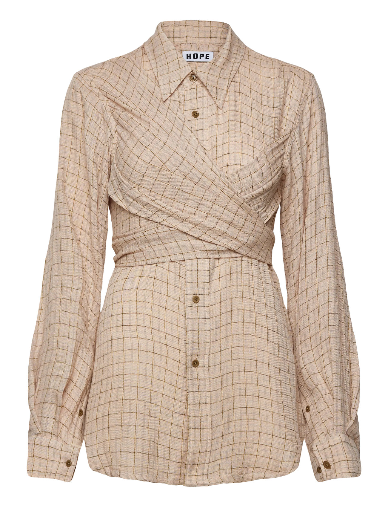 Hope Twisty Shirt Airy Pink Check-40 - Beige - 34