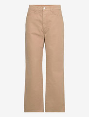 Cropped Straight Leg Trousers - BEIGE