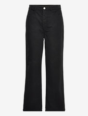 Cropped Straight Leg Trousers - BLACK