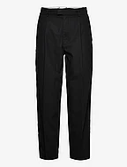 Cropped High Waist Trousers - BLACK