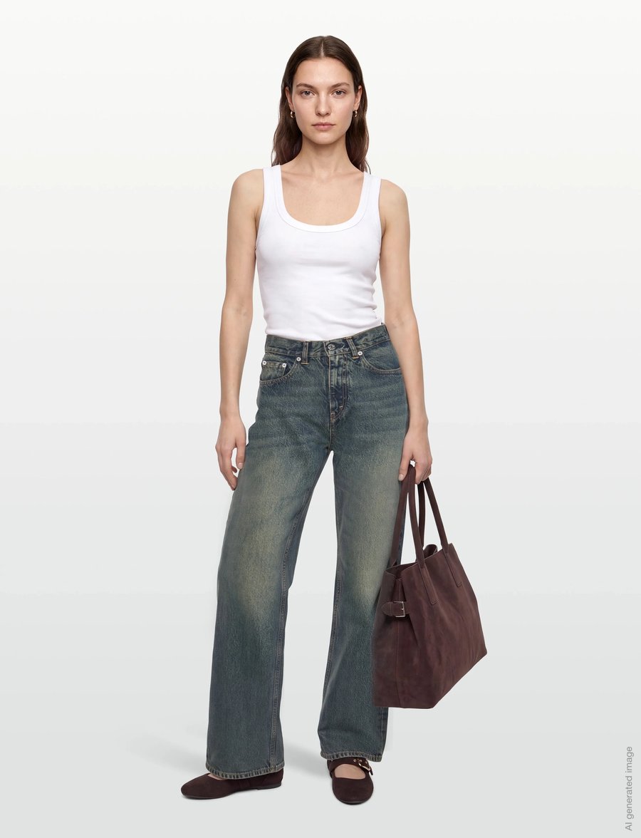 Hope - Beat Jeans Mid Blue Dirty - hosen mit weitem bein - mid blue dirty - 0