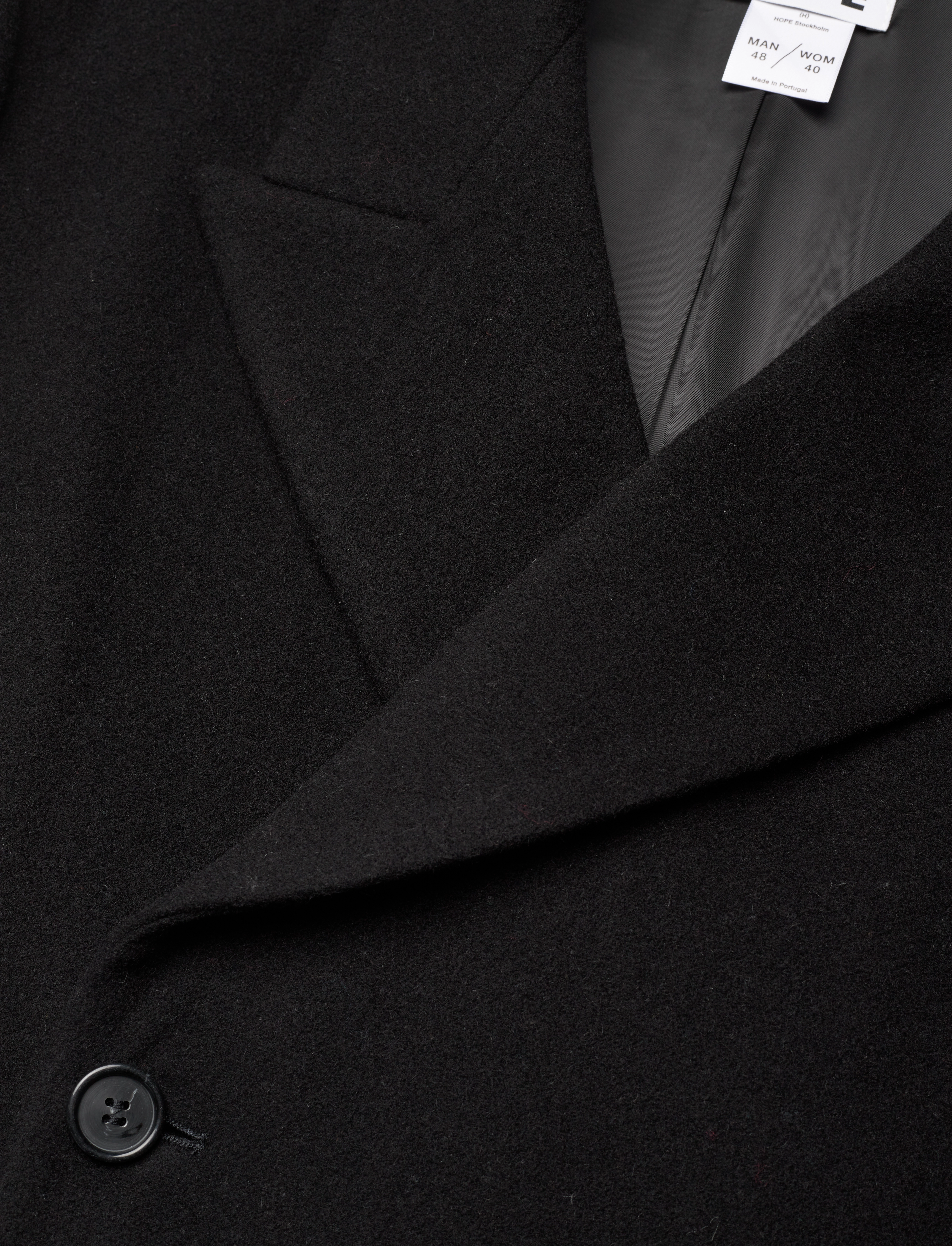 Hope - Relaxed Double Breasted Coat - black soft wool - 2