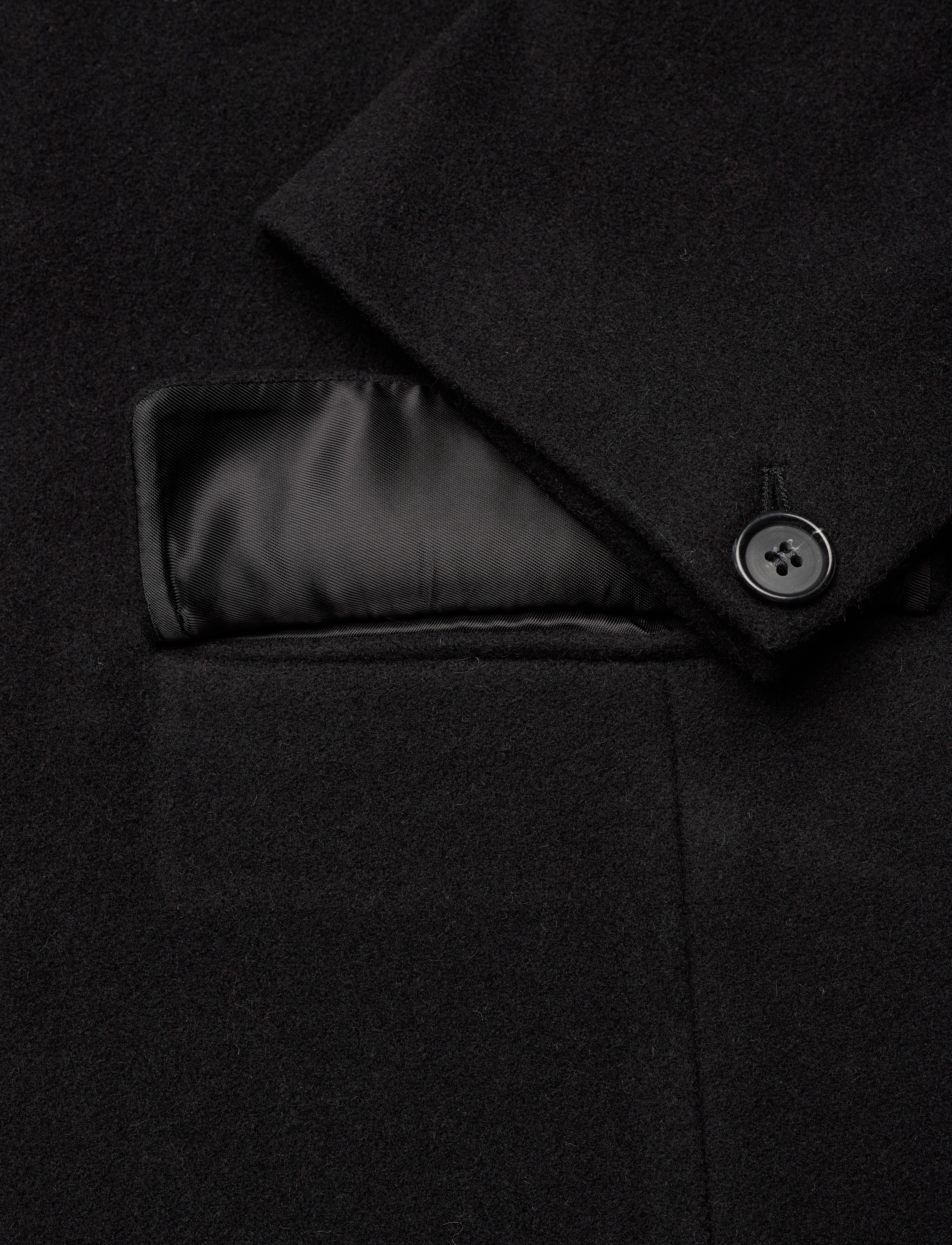 Hope - Relaxed Double Breasted Coat - black soft wool - 3