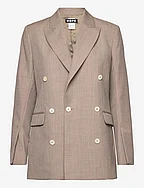 Built Up Double Breasted Blazer - BEIGE WOOL