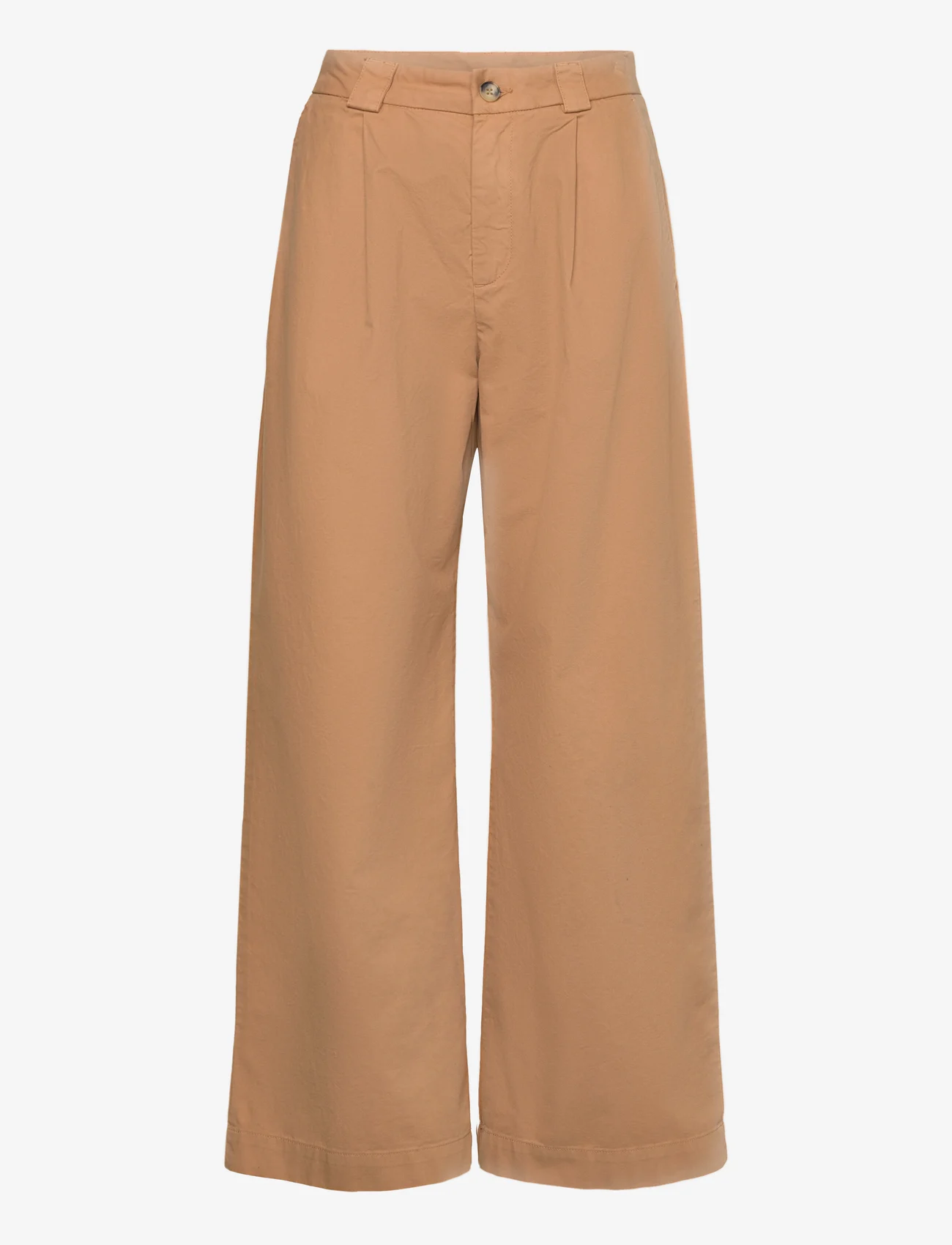 Hope - Relaxed Pleated Chinos - wide leg trousers - beige chino - 0