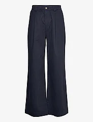 Hope - Relaxed Pleated Chinos - wide leg trousers - dark navy chino - 0
