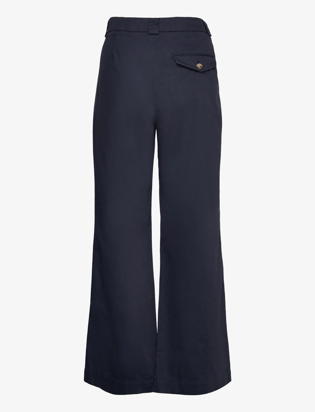 Hope - Relaxed Pleated Chinos - wide leg trousers - dark navy chino - 1
