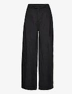 Pleated Fluid Trousers - BLACK FLUID TWILL