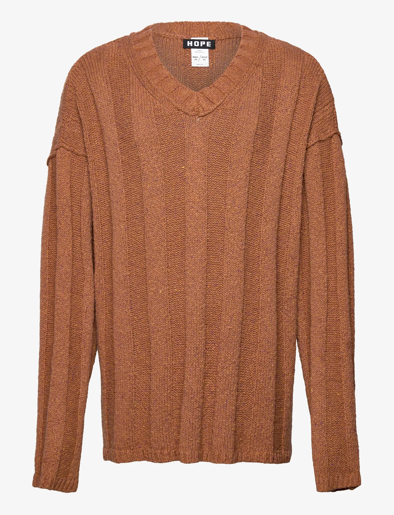 Hope - Oversized V-neck Sweater - caramel mel silk mix - 0