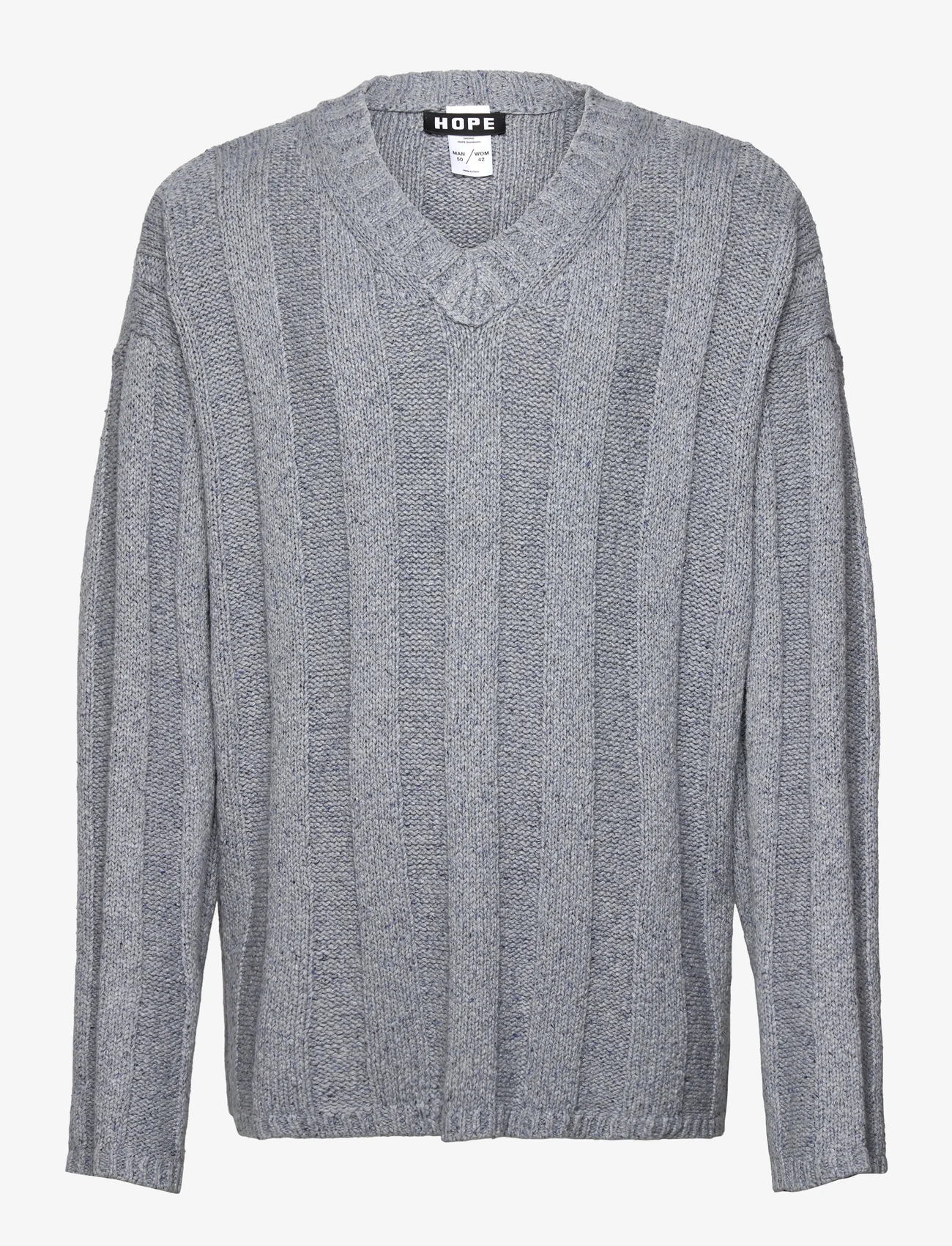 Hope - Oversized V-neck Sweater - dove grey silk mix - 0