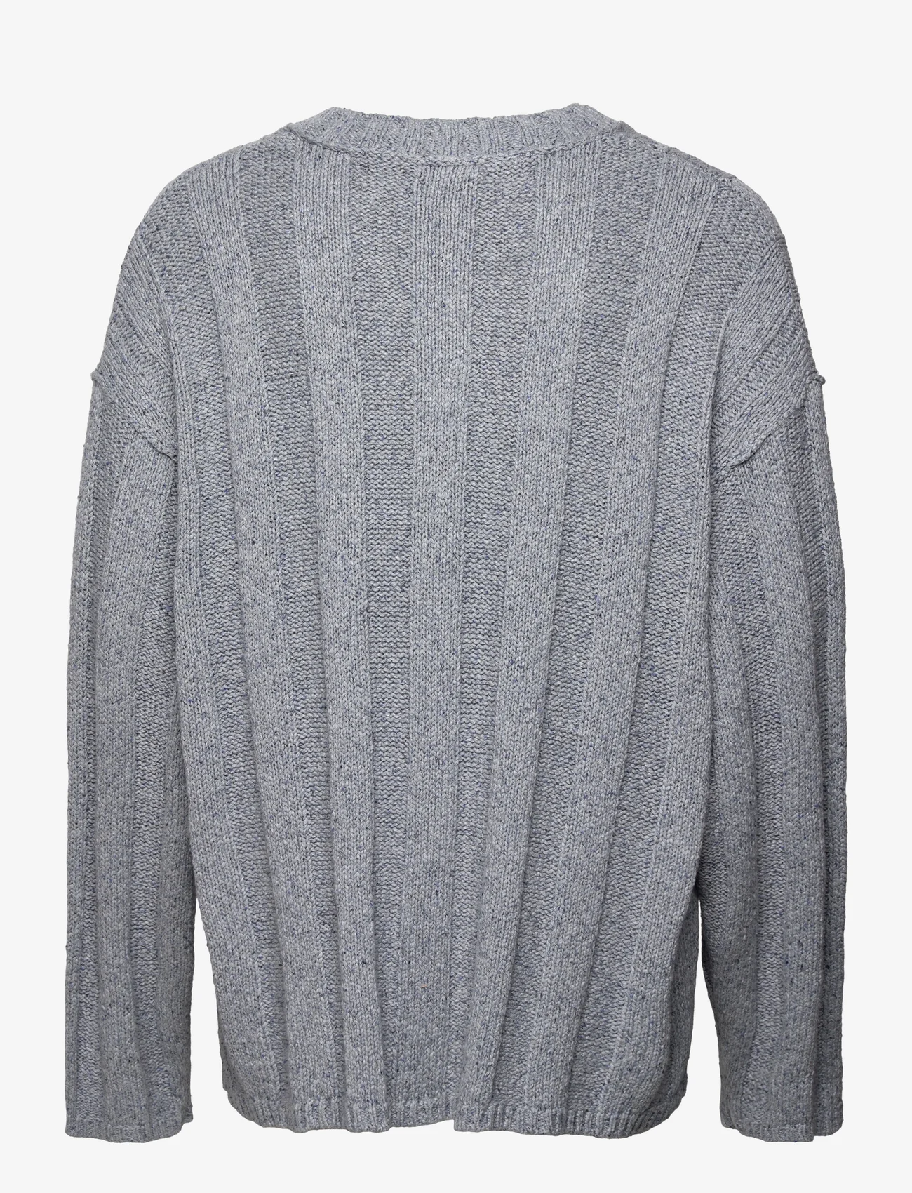 Hope - Oversized V-neck Sweater - dove grey silk mix - 1