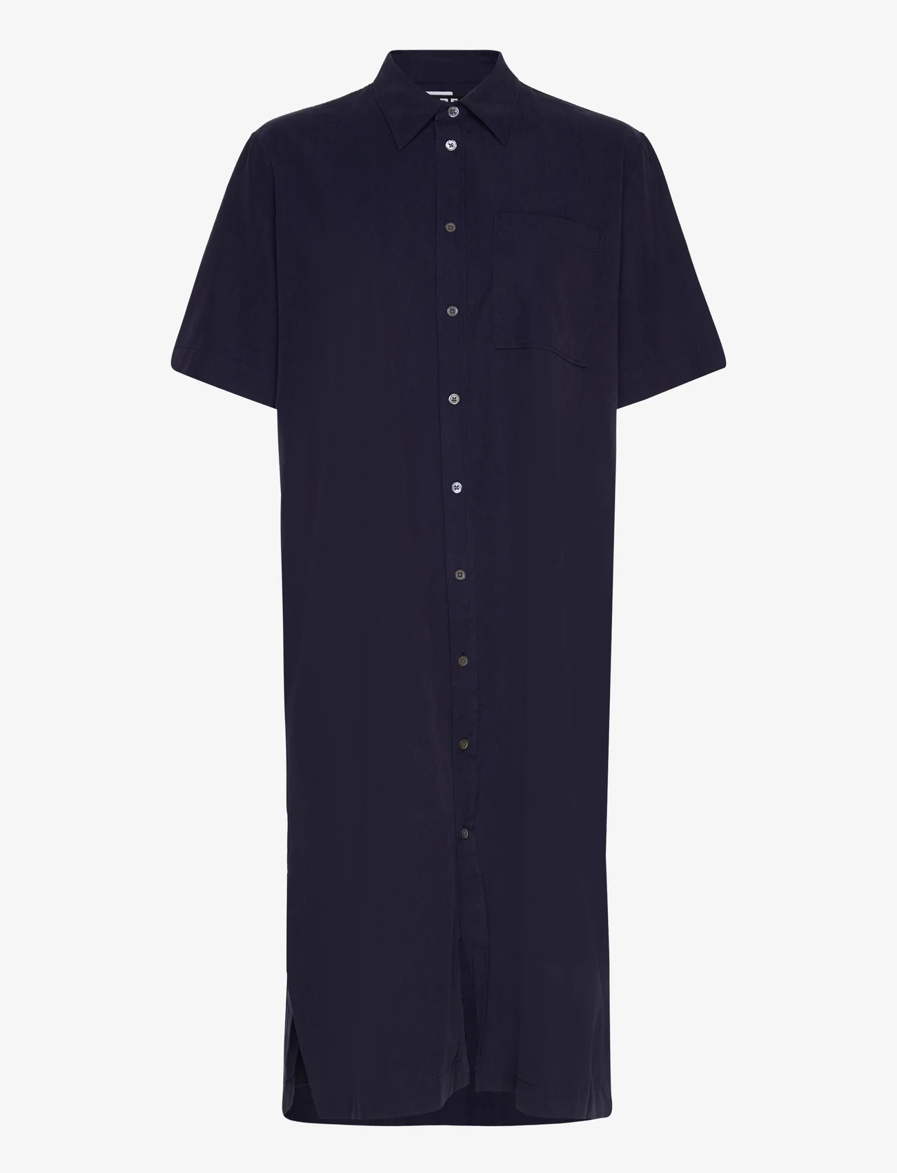Hope - Short-sleeve Shirt Dress - shirt dresses - dk navy tencel - 0