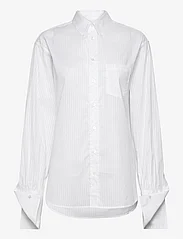 Hope - Relaxed Cufflink Shirt - långärmade skjortor - white stripe soft - 0