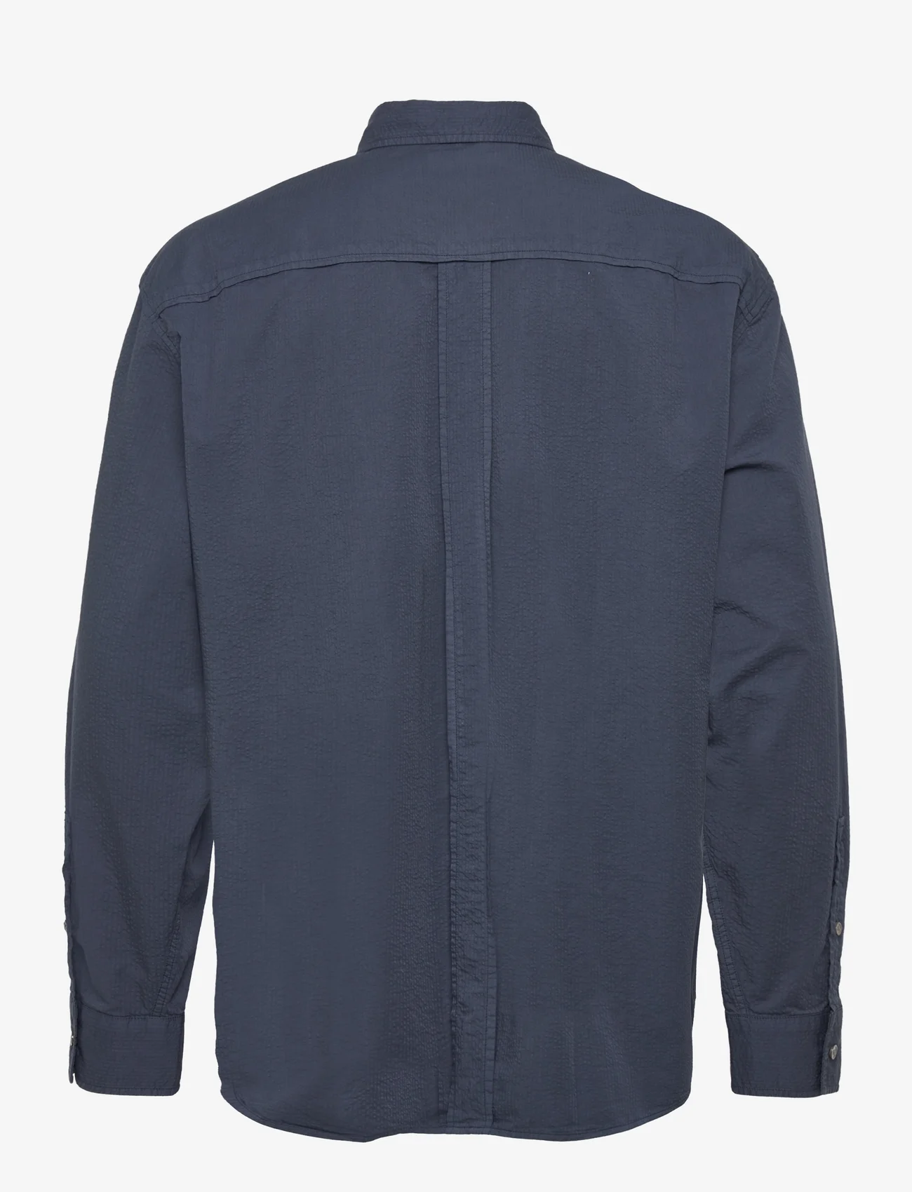 Hope - Relaxed Seersucker Shirt - basic skjortor - dark navy seersucker - 1