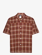 Relaxed Linen Shirt - BROWN CHECK LINEN