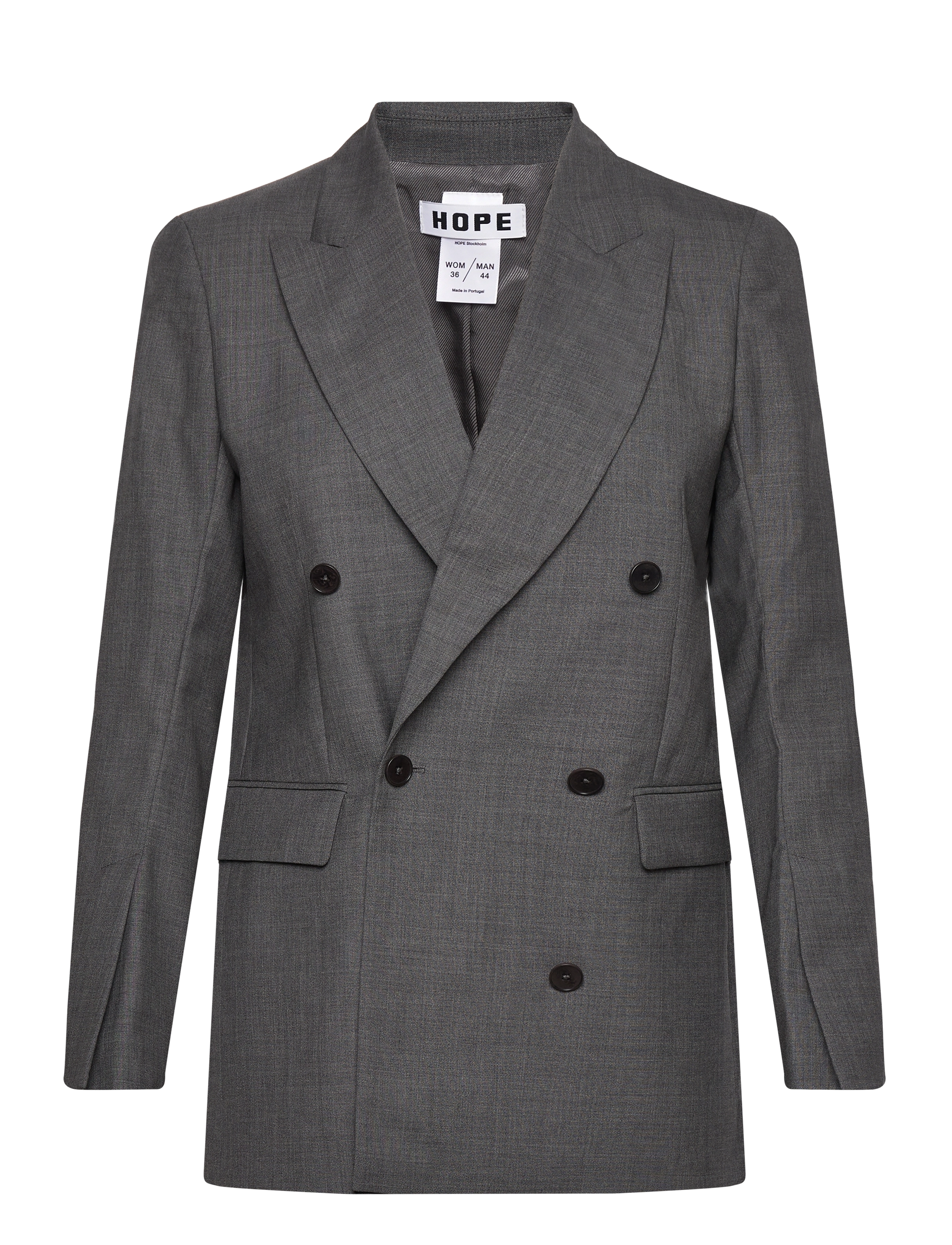 Built Up Double Breasted Blazer - GREY MELANGE