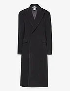 Double Breasted Wool Coat - BLACK