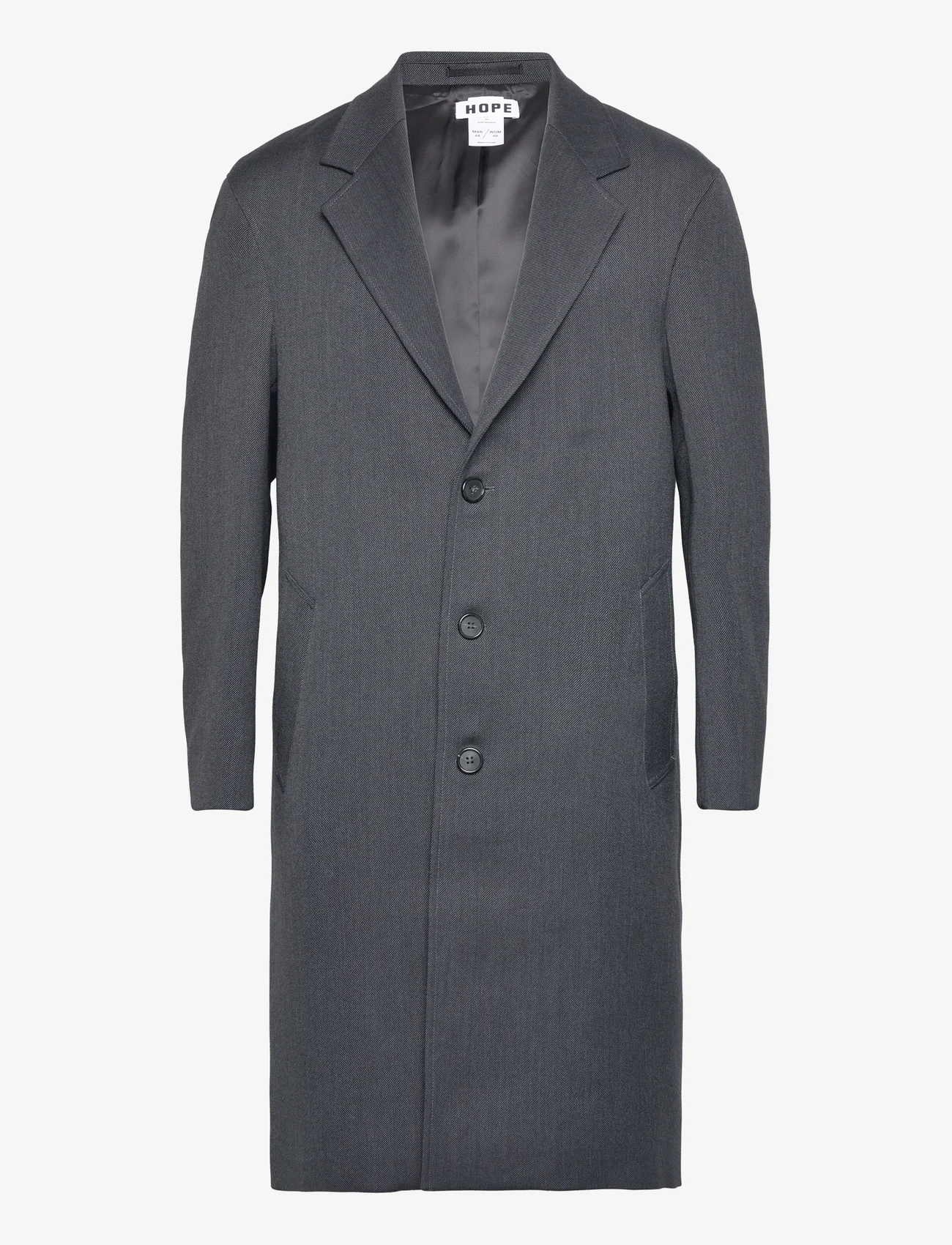 Hope - Relaxed Single Breasted Coat - winter jackets - dark grey melange - 0