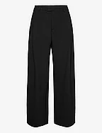 Pleated Wide-leg Trousers - BLACK