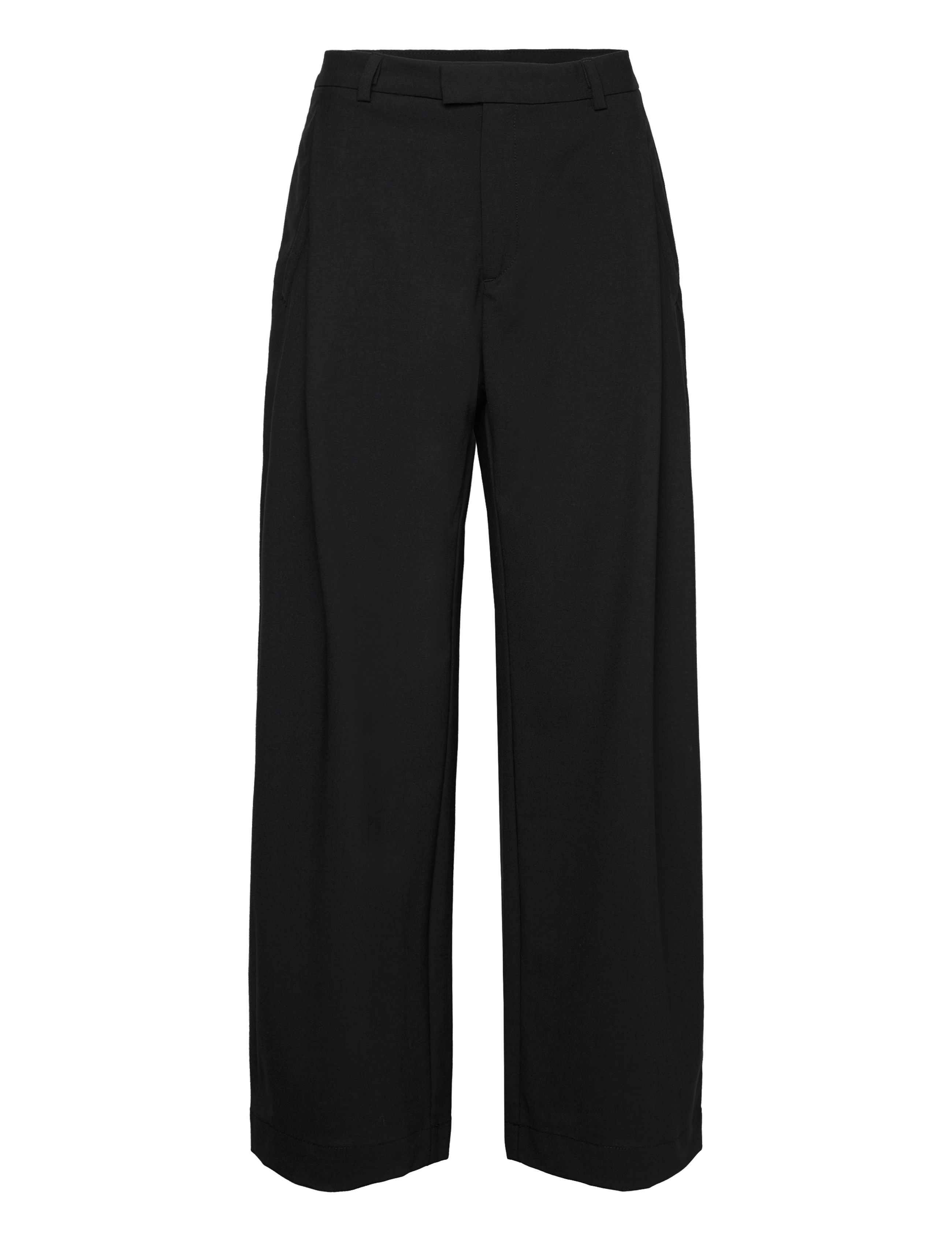 Pleated Wide-leg Trousers - BLACK