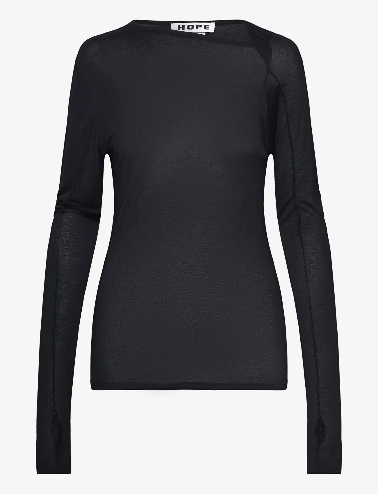Hope - Long-sleeve Asymmetrical Top - t-shirty & zopy - black - 0