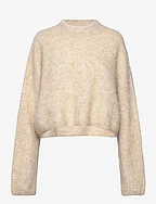 Boxy Alpaca Sweater - LIGHT BEIGE