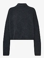 Boxy Alpaca Sweater - WASHED BLACK