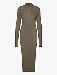 Hope - Ribbed Knitted Dress - sukienki dopasowane - dark khaki - 0