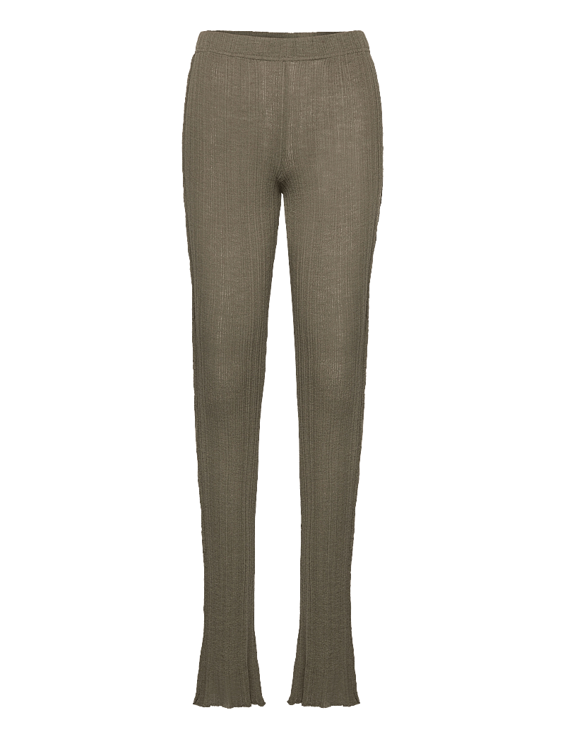 Hope - Ribbed Knitted Tights - leggings - dark khaki - 0