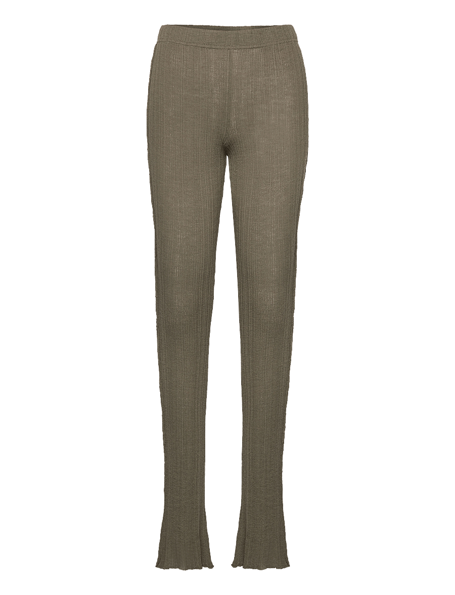 Hope - Ribbed Knitted Tights - leggingsit - dark khaki - 0