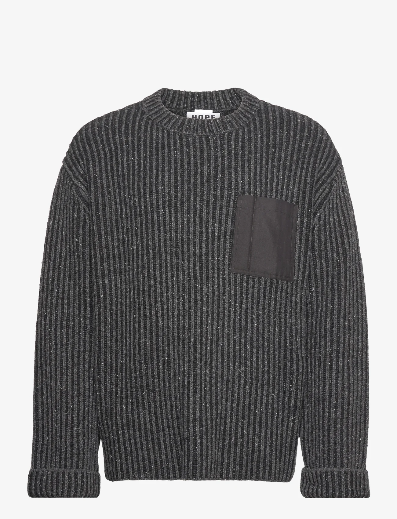 Hope - Heavy Rib-knit Sweater - adījumi ar apaļu kakla izgriezumu - black/grey - 0